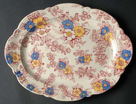 Dogwood Pink Multicolor 13" Oval Serving Platter