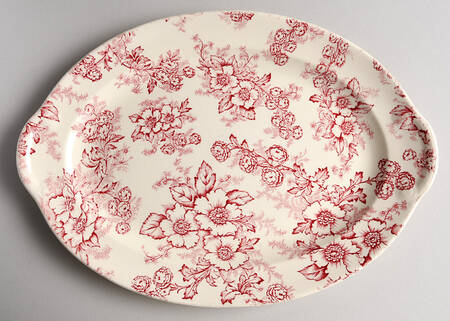 Dogwood Pink (Rim, Smooth, Cream) 11" Oval Serving Platter