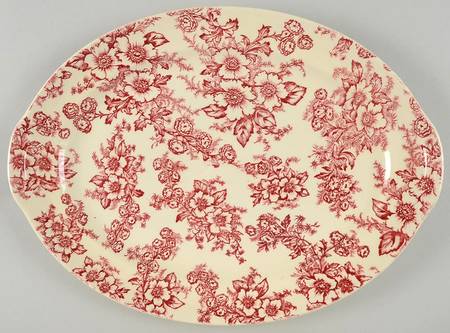 Dogwood Pink (Rim, Smooth, Cream) 13" Oval Serving Platter