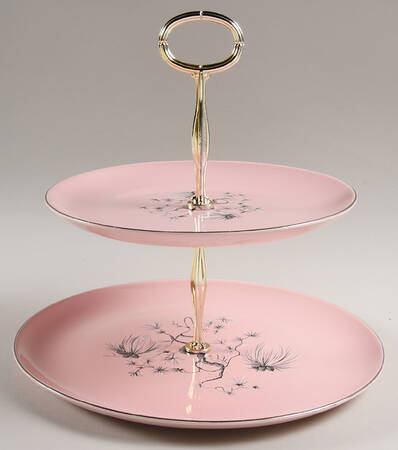 Dwarf Pine Pink 6 5/8"-10"  2 Tiered Serving Tray (Dp, Sp) HC