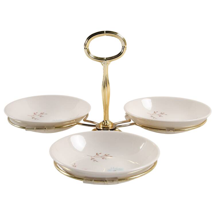 Echo Dell 7" x 12" 3-Part Relish & Metal Stand (FR) HC