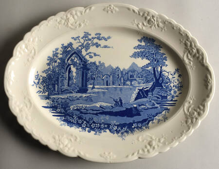 English Abbey Blue (Fairway) 13" Oval Serving Platter
