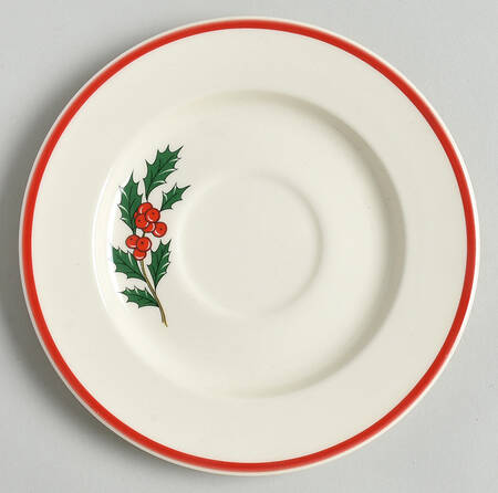 Holly and Spruce (Red Trim) Saucer for Flat Cup