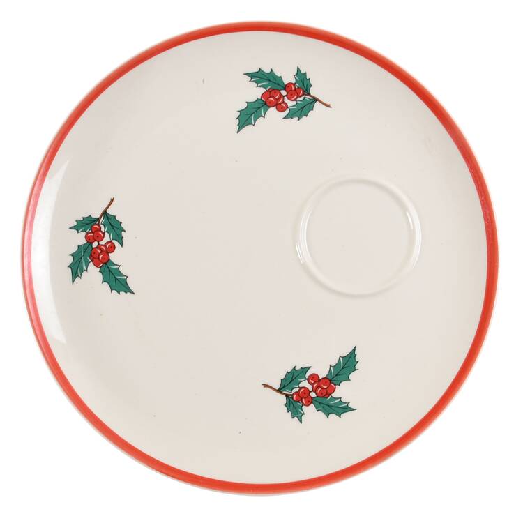 Holly and Spruce (Red Trim) Snack Plate