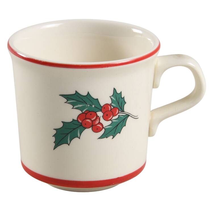 Holly and Spruce (Red Trim) Flat Cup