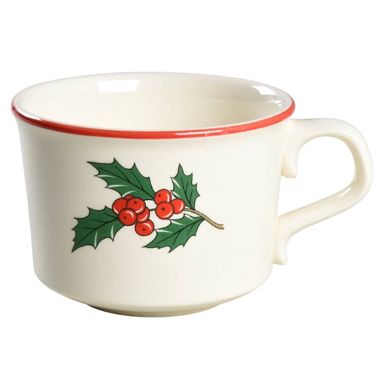 Holly and Spruce (Red Trim) Flat Cup