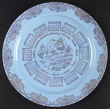 Luray Pastels Windsor Blue "1958" Calendar Plate