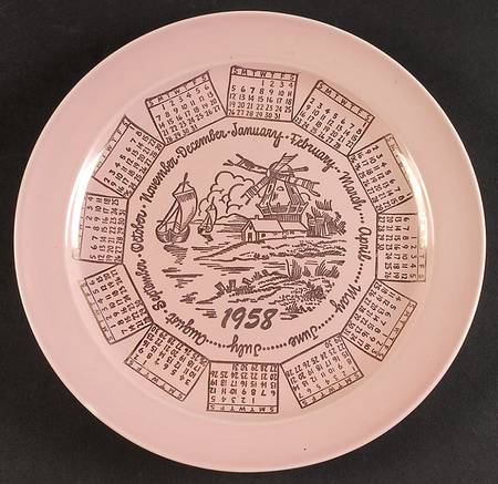 Luray Pastels Sharon Pink "1958" Calendar Plate