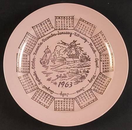 Luray Pastels Sharon Pink "1963" Calendar Plate