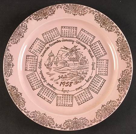 Luray Pastels Sharon Pink "1958" Calendar Plate