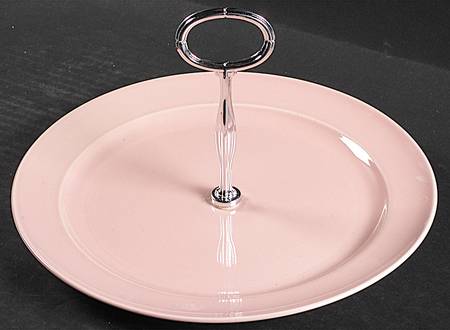 Luray Pastels Sharon Pink Round Serving Plate with Center Handle (Dp) Hc