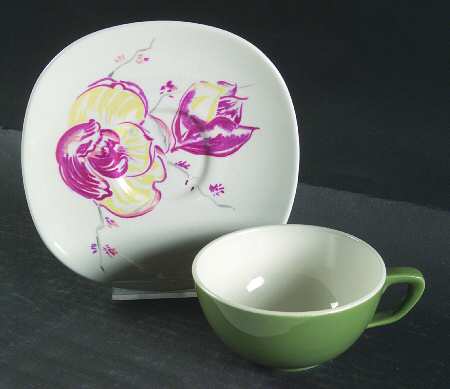Magnolia Green Flat Cup & Saucer Set