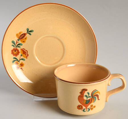 Reveille (Red Trim) Flat Cup & Saucer Set