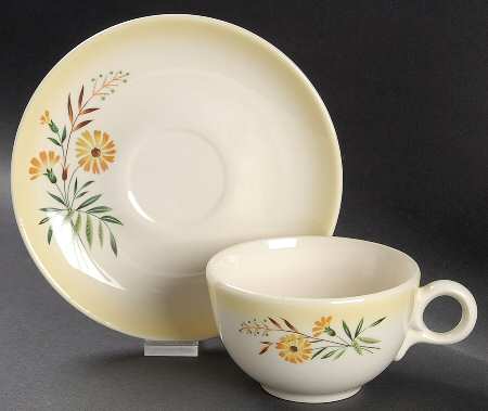 Shasta Daisy Flat Cup & Saucer Set by Taylor, Smith & Taylor (Ts&T)