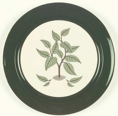 Coffee Tree (Green Rim, Gold Trim) Dinner Plate
