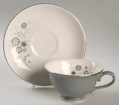 Silver Mist Footed Cup & Saucer Set