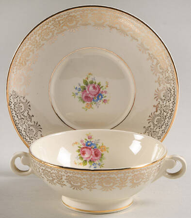 TST45 Footed Cream Soup Bowl & Saucer Set