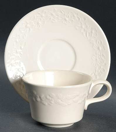 White Dogwood Flat Cup & Saucer Set
