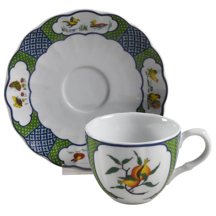 Kutani Flat Cup & Saucer Set