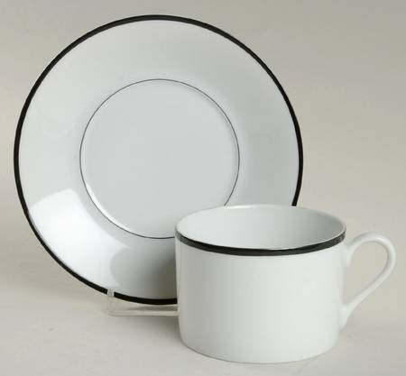 Meris Black Flat Cup & Saucer Set
