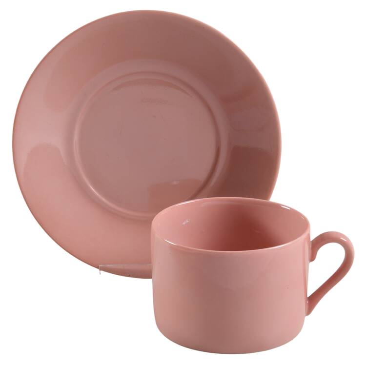 Uno Peach Flat Cup & Saucer Set