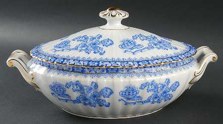 China Blau Oval Covered Vegetable
