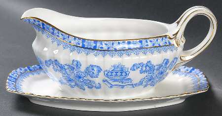China Blau Gravy Boat with Attached Underplate