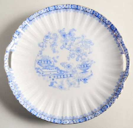 China Blau Handled Cake Plate
