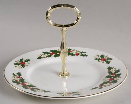 Festive Garlands Round Serving Plate with Handle (SP)