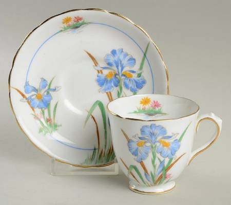 Blue Iris Footed Demitasse Cup & Saucer Set