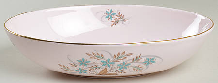 Blue Star (Pink Background) 9" Oval Vegetable Bowl