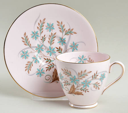 Blue Star (Pink Background) Footed Demitasse Cup & Saucer Set