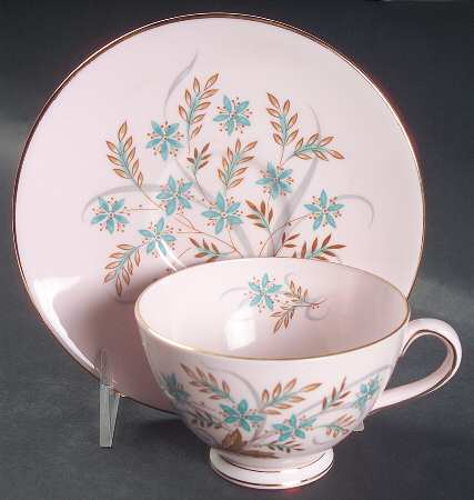 Blue Star (Pink Background) Footed Cup & Saucer Set