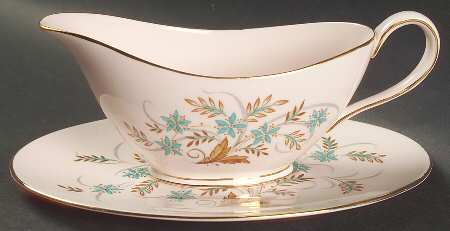 Blue Star (Pink Background) Gravy Boat & Underplate