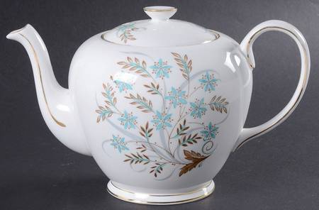 Blue Star (White Background, Gold Trim) Teapot & Lid