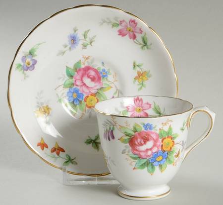 Bouquet Footed Demitasse Cup & Saucer Set