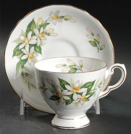 Bridal Flower (Rim Shape) Footed Cup & Saucer Set