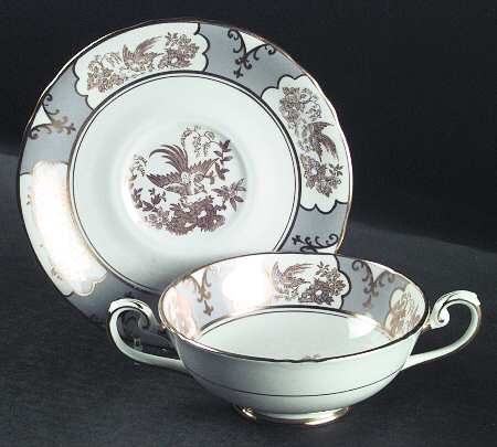 Celeste Footed Cream Soup Bowl & Saucer Set