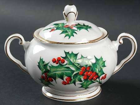 December Holly Sugar Bowl & Lid