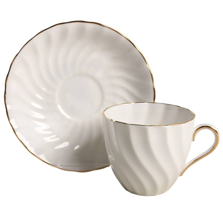 Dover (Gold Trim) Footed Demitasse Cup & Saucer Set