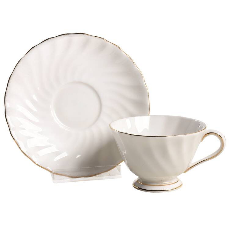 Dover (Gold Trim) Footed Cup & Saucer Set