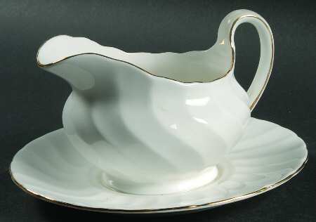 Dover (Gold Trim) Gravy Boat with Attached Underplate