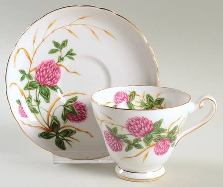 Four Leaf Clover Footed Cup & Saucer Set