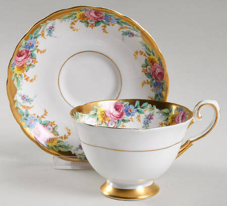 Garland (Wide Gold Trim) Footed Cup & Saucer Set