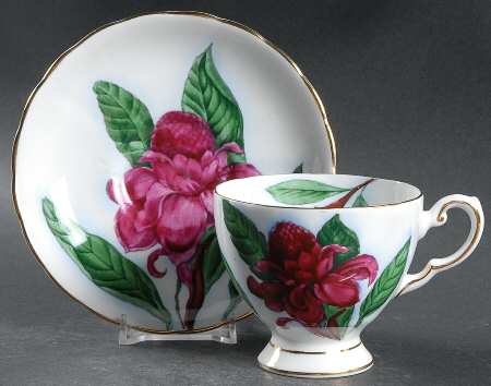 Hawaiian Flowers Footed Cup & Saucer Set