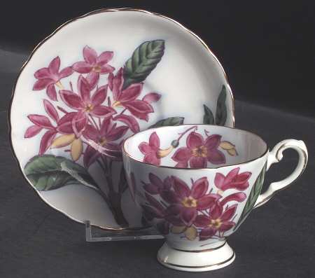 Hawaiian Flowers Footed Cup & Saucer Set