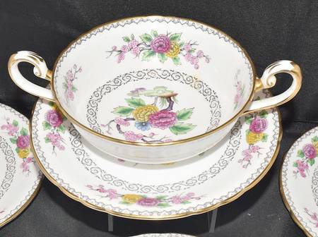 Ki Ming Footed Cream Soup Bowl & Saucer Set