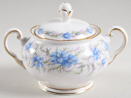 Love In The Mist Blue Sugar Bowl & Lid