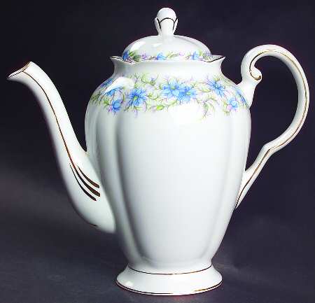 Love In The Mist Blue Coffee Pot & Lid
