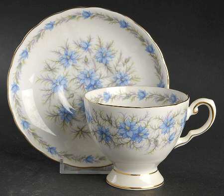 Love In The Mist Blue Footed Cup & Saucer Set